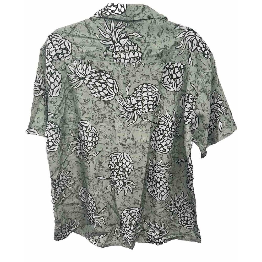 Roundy Bay Tropical Hawaiian Button Down Shirt 100% Polyester Pineapple Mens L - Picture 4 of 5